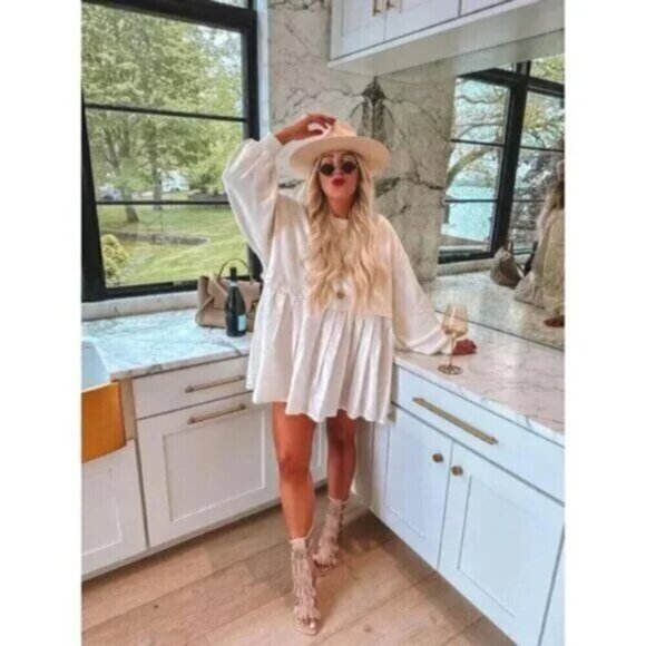 FREE PEOPLE Eleanor Sweatshirt Dress in Grey Combo Size Small - Picture 12 of 16